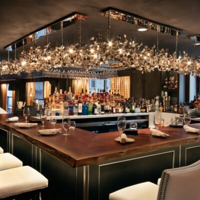 A bar remodeled by commercial millworkers from Seven Trees Woodworking