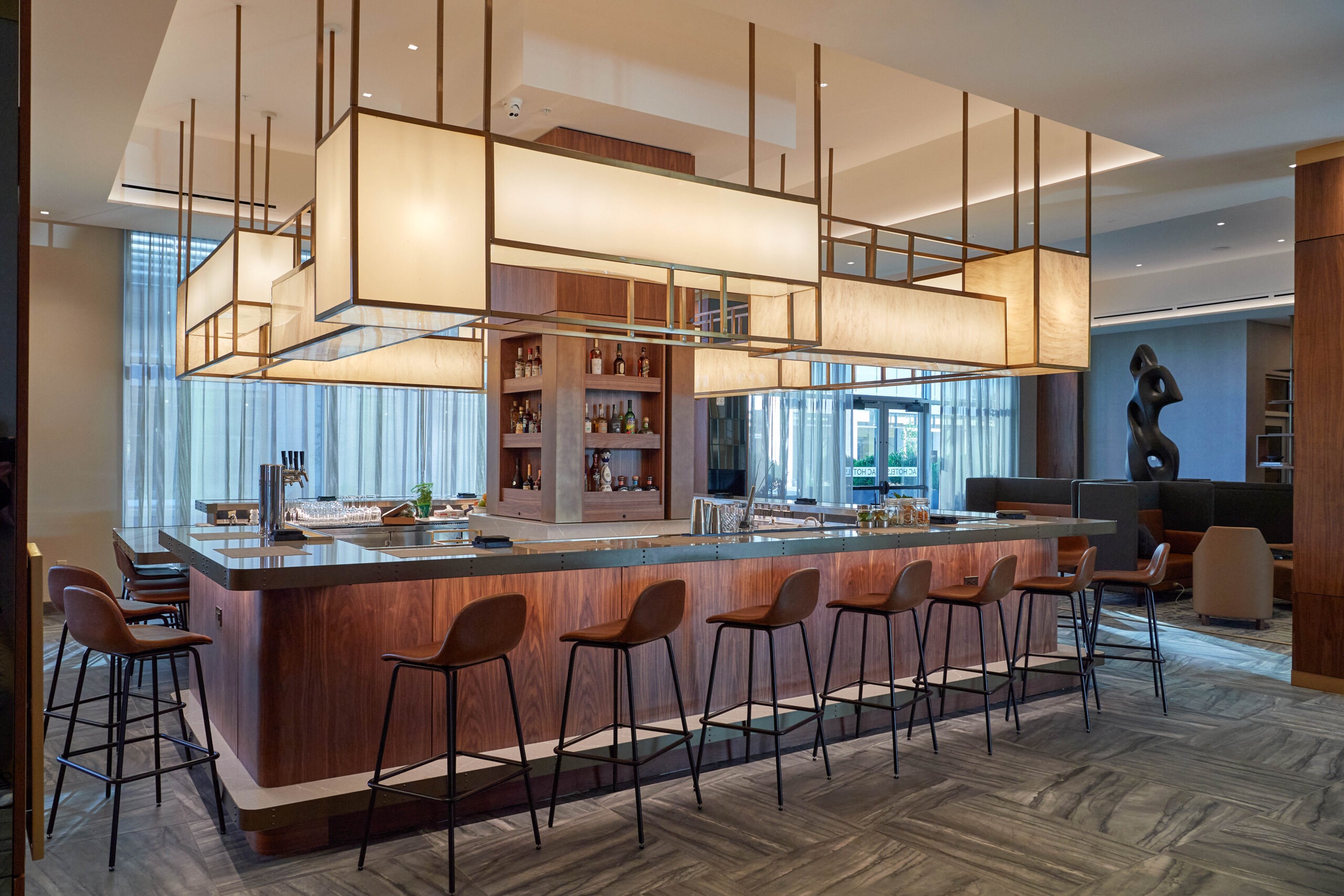 A dining area remodeled by architectural millworkers from Seven Trees Woodworking